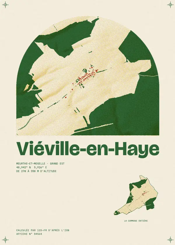 Affiche de Viéville-en-Haye, calculée par 123-fr d'après l'IGN