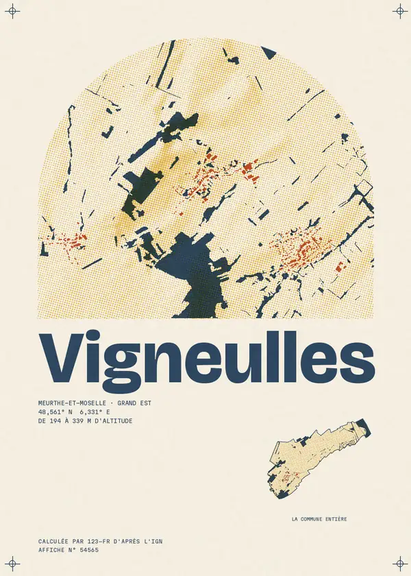 Affiche de Vigneulles, calculée par 123-fr d'après l'IGN