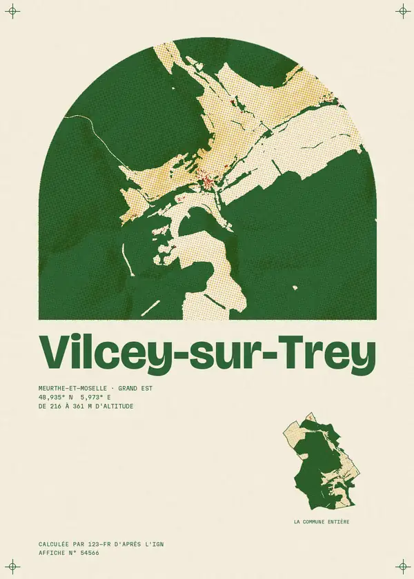 Affiche de Vilcey-sur-Trey, calculée par 123-fr d'après l'IGN