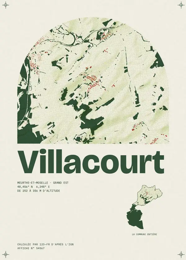 Affiche de Villacourt, calculée par 123-fr d'après l'IGN