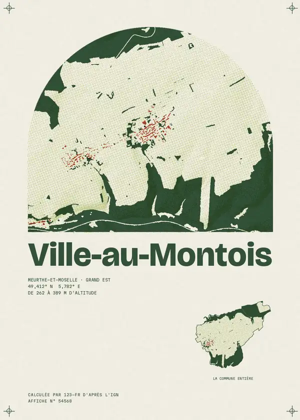 Affiche de Ville-au-Montois, calculée par 123-fr d'après l'IGN