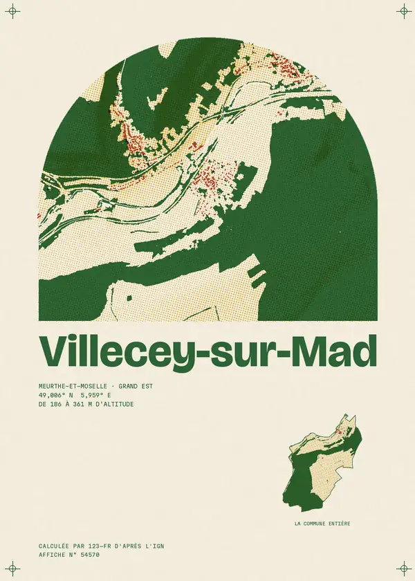 Affiche de Villecey-sur-Mad, calculée par 123-fr d'après l'IGN