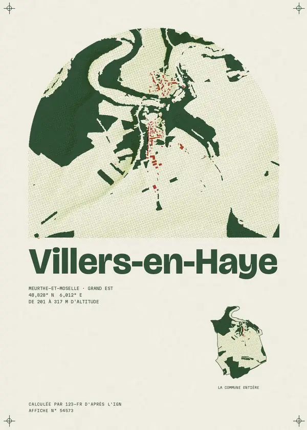 Affiche de Villers-en-Haye, calculée par 123-fr d'après l'IGN