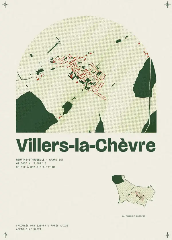 Affiche de Villers-la-Chèvre, calculée par 123-fr d'après l'IGN