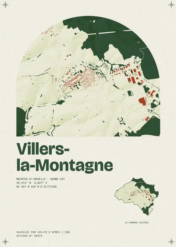 Affiche de Villers-la-Montagne, calculée par 123-fr d'après l'IGN