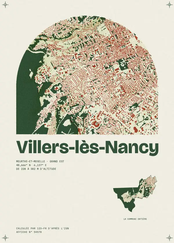 Affiche de Villers-lès-Nancy, calculée par 123-fr d'après l'IGN