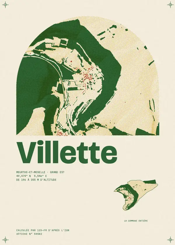 Affiche de Villette, calculée par 123-fr d'après l'IGN