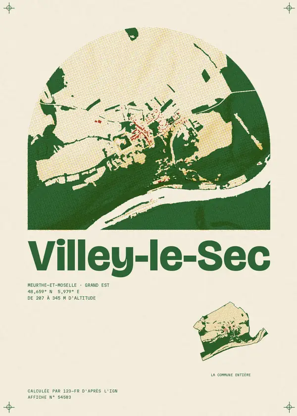 Affiche de Villey-le-Sec, calculée par 123-fr d'après l'IGN