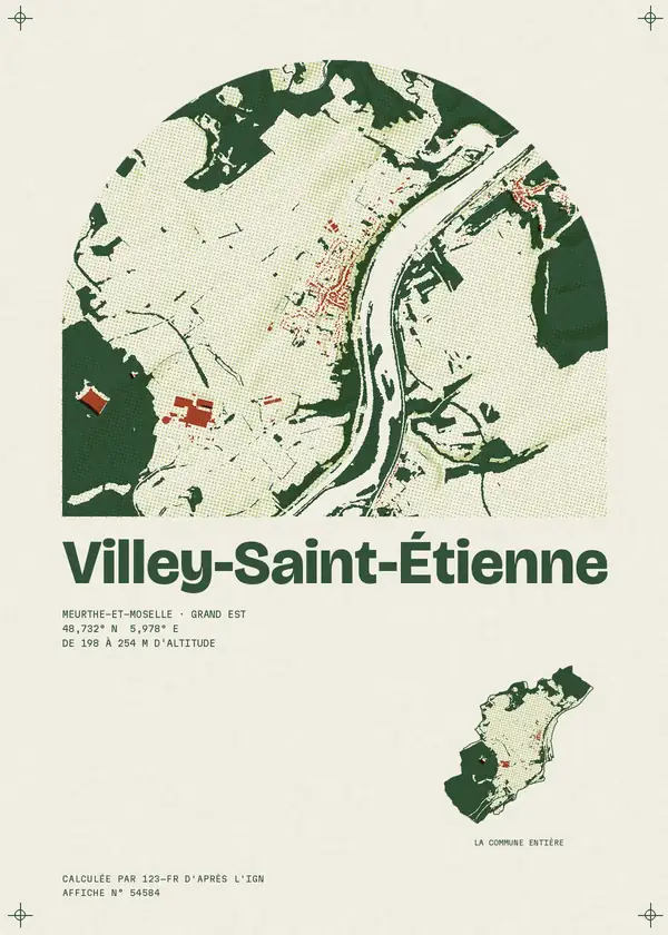 Affiche de Villey-Saint-Étienne, calculée par 123-fr d'après l'IGN