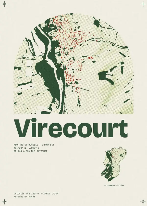 Affiche de Virecourt, calculée par 123-fr d'après l'IGN