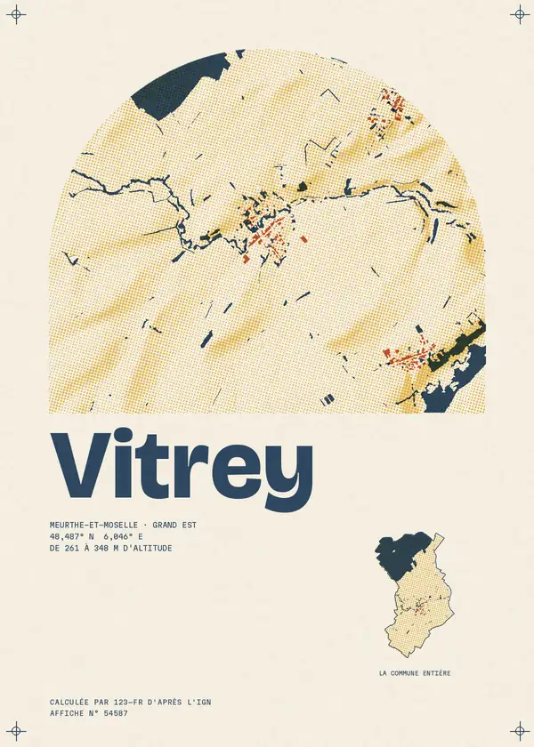 Affiche de Vitrey, calculée par 123-fr d'après l'IGN