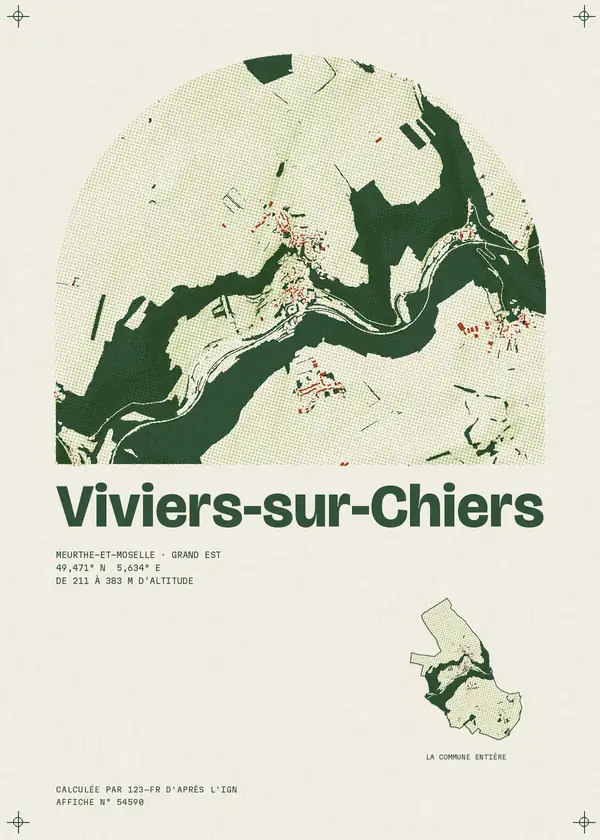 Affiche de Viviers-sur-Chiers, calculée par 123-fr d'après l'IGN
