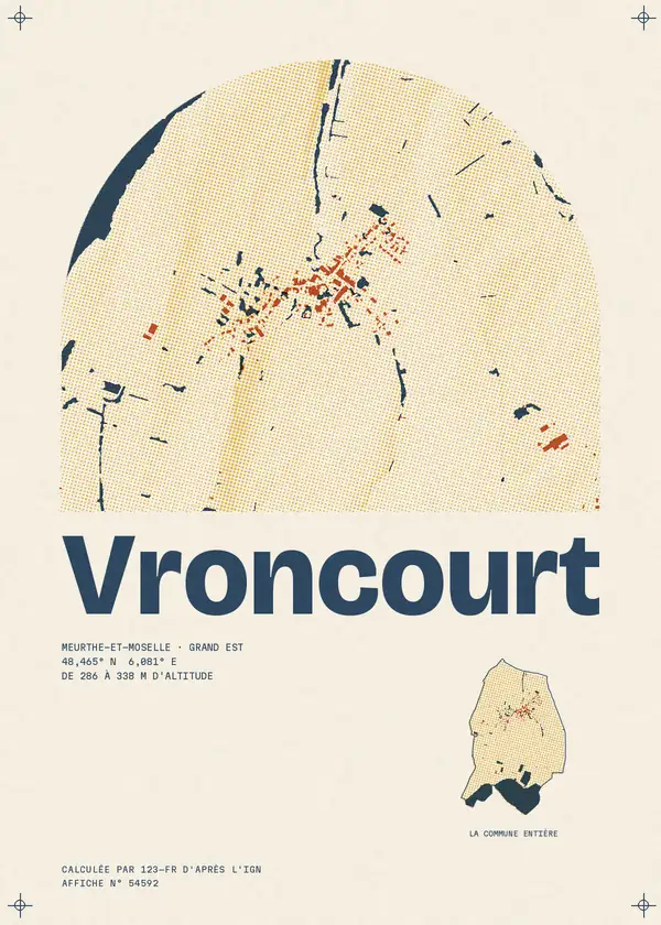 Affiche de Vroncourt, calculée par 123-fr d'après l'IGN
