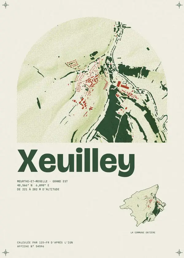 Affiche de Xeuilley, calculée par 123-fr d'après l'IGN