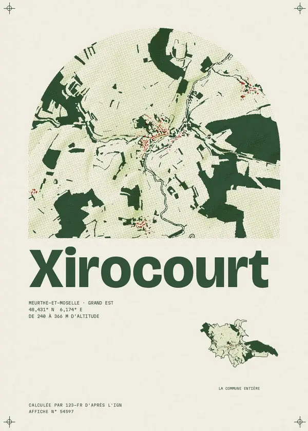 Affiche de Xirocourt, calculée par 123-fr d'après l'IGN