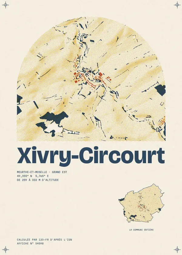 Affiche de Xivry-Circourt, calculée par 123-fr d'après l'IGN