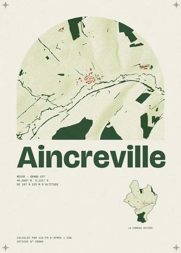 Affiche de Aincreville, calculée par 123-fr d'après l'IGN