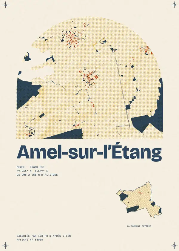 Affiche de Amel-sur-l'Étang, calculée par 123-fr d'après l'IGN