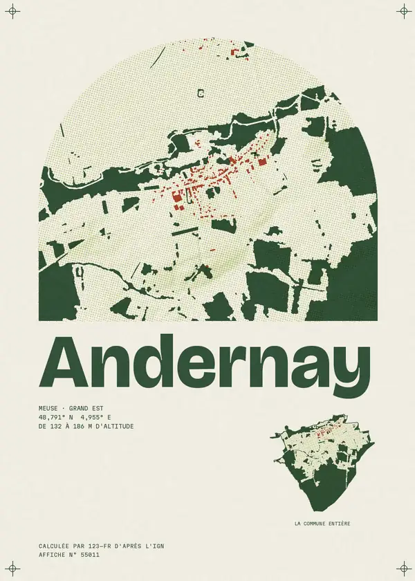 Affiche de Andernay, calculée par 123-fr d'après l'IGN