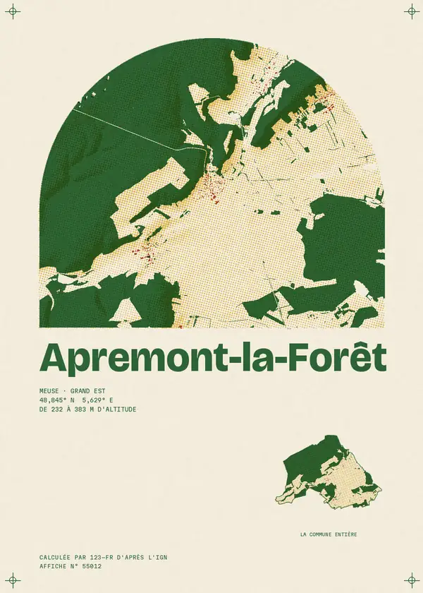 Affiche de Apremont-la-Forêt, calculée par 123-fr d'après l'IGN