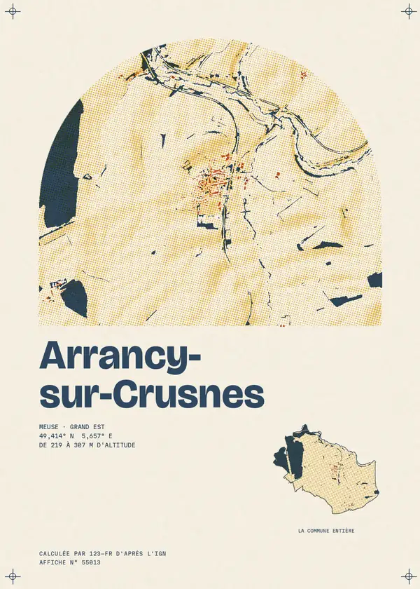 Affiche de Arrancy-sur-Crusnes, calculée par 123-fr d'après l'IGN