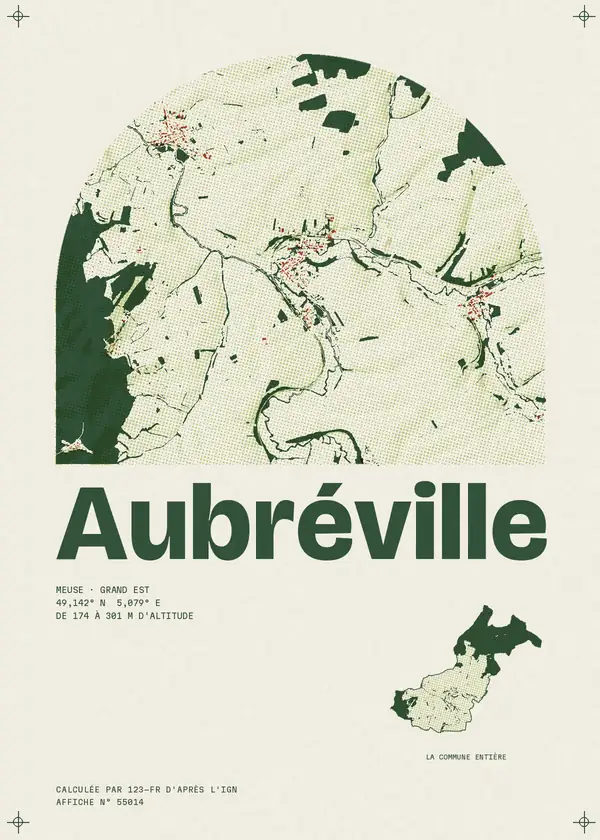 Affiche de Aubréville, calculée par 123-fr d'après l'IGN