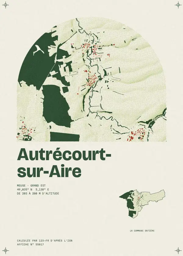 Affiche de Autrécourt-sur-Aire, calculée par 123-fr d'après l'IGN