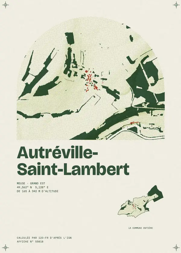 Affiche de Autréville-Saint-Lambert, calculée par 123-fr d'après l'IGN