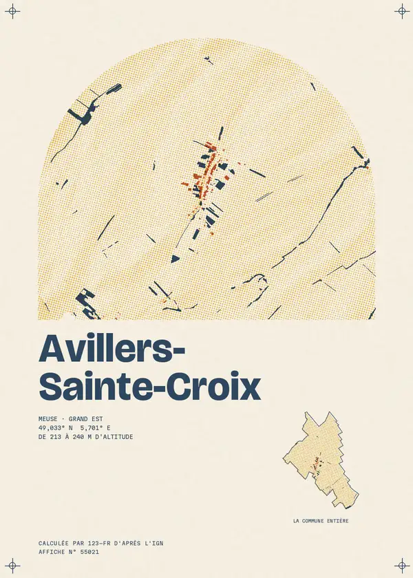 Affiche de Avillers-Sainte-Croix, calculée par 123-fr d'après l'IGN