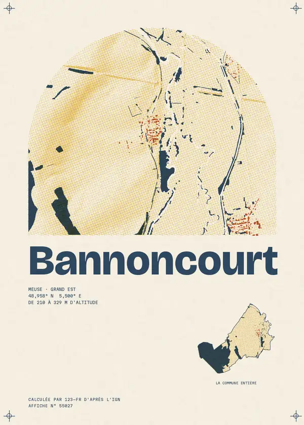 Affiche de Bannoncourt, calculée par 123-fr d'après l'IGN
