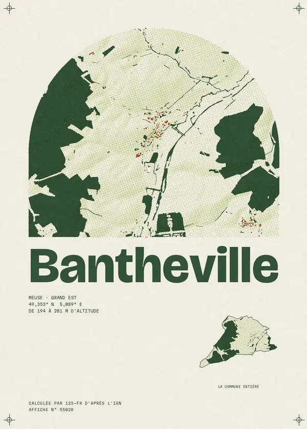 Affiche de Bantheville, calculée par 123-fr d'après l'IGN