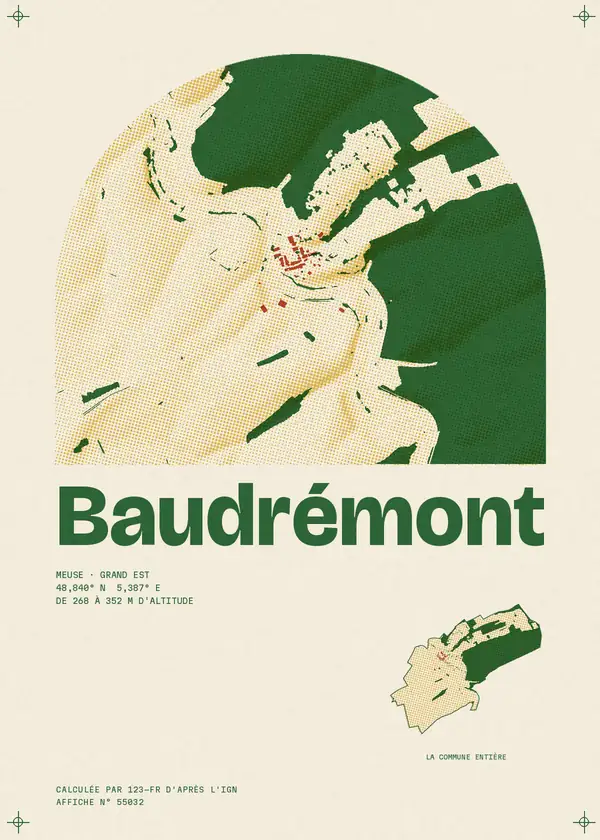 Affiche de Baudrémont, calculée par 123-fr d'après l'IGN