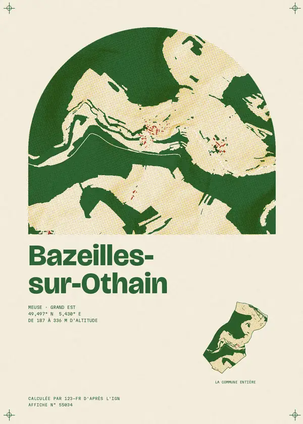 Affiche de Bazeilles-sur-Othain, calculée par 123-fr d'après l'IGN