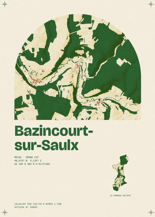 Affiche de Bazincourt-sur-Saulx, calculée par 123-fr d'après l'IGN