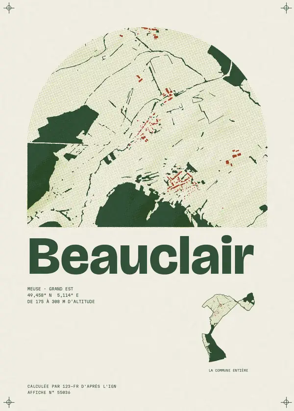 Affiche de Beauclair, calculée par 123-fr d'après l'IGN