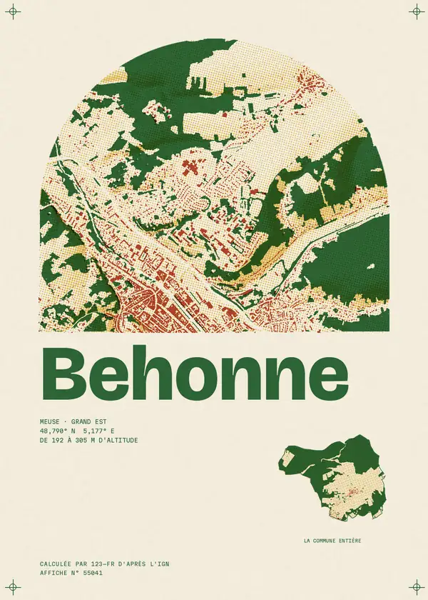Affiche de Behonne, calculée par 123-fr d'après l'IGN