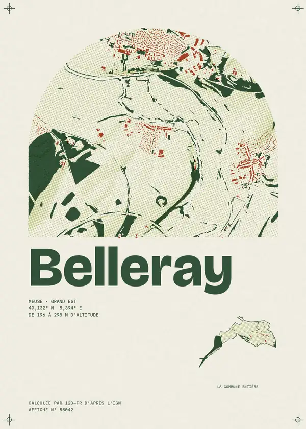Affiche de Belleray, calculée par 123-fr d'après l'IGN