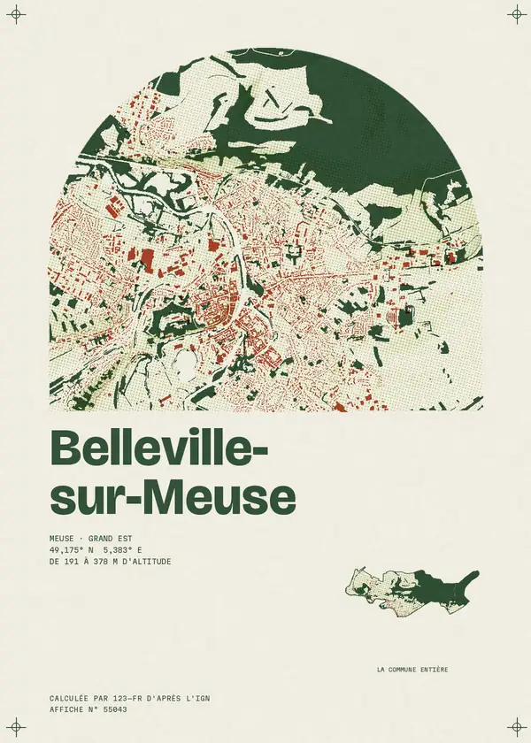 Affiche de Belleville-sur-Meuse, calculée par 123-fr d'après l'IGN