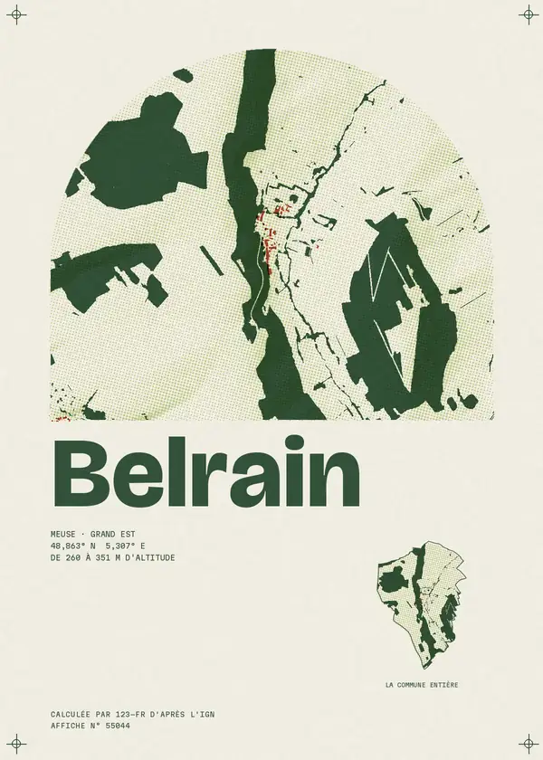 Affiche de Belrain, calculée par 123-fr d'après l'IGN