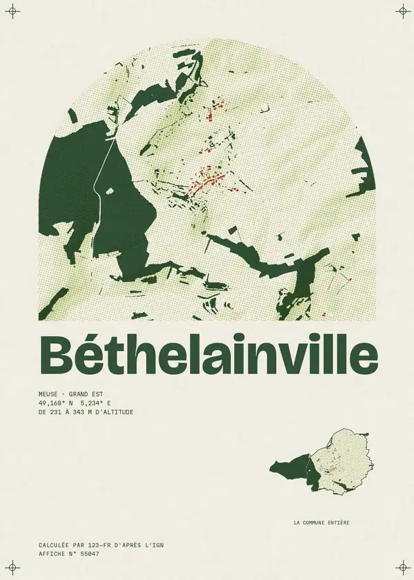 Affiche de Béthelainville, calculée par 123-fr d'après l'IGN