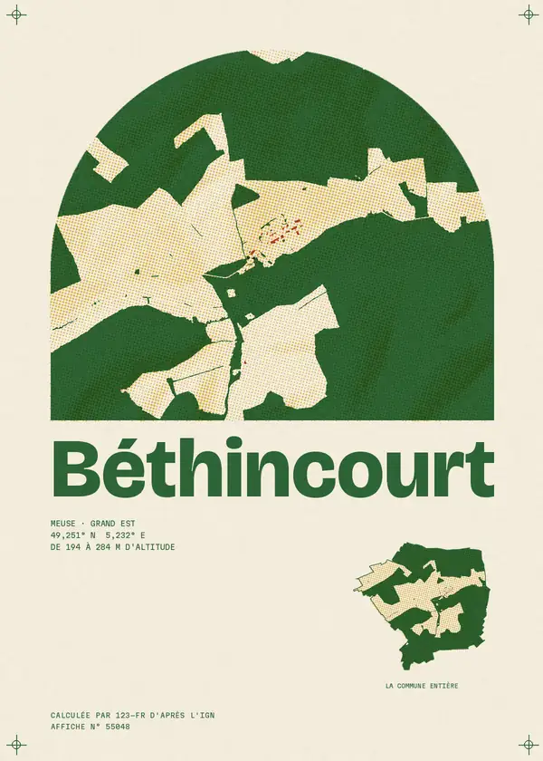 Affiche de Béthincourt, calculée par 123-fr d'après l'IGN