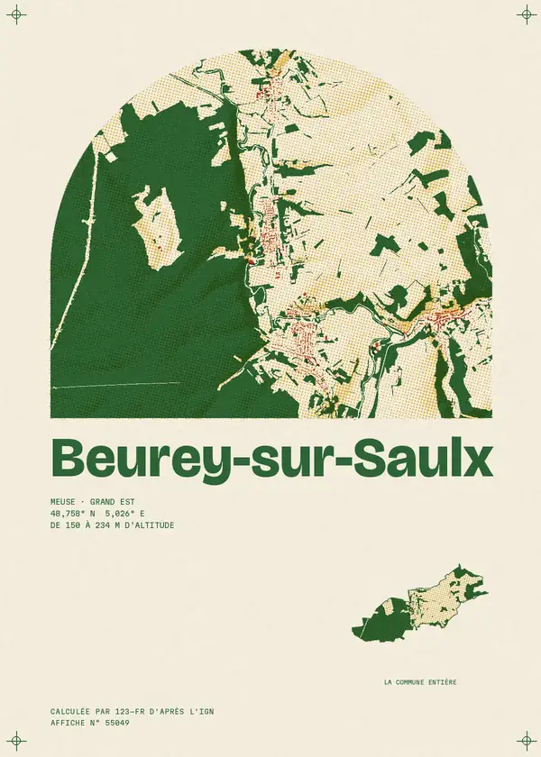 Affiche de Beurey-sur-Saulx, calculée par 123-fr d'après l'IGN
