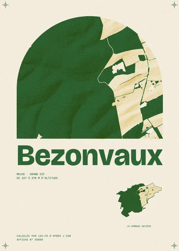 Affiche de Bezonvaux, calculée par 123-fr d'après l'IGN
