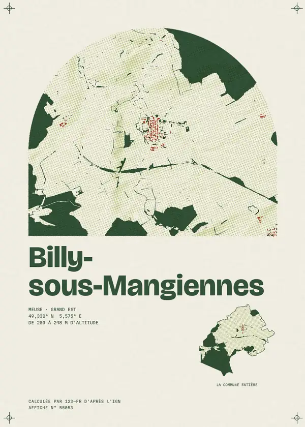 Affiche de Billy-sous-Mangiennes, calculée par 123-fr d'après l'IGN