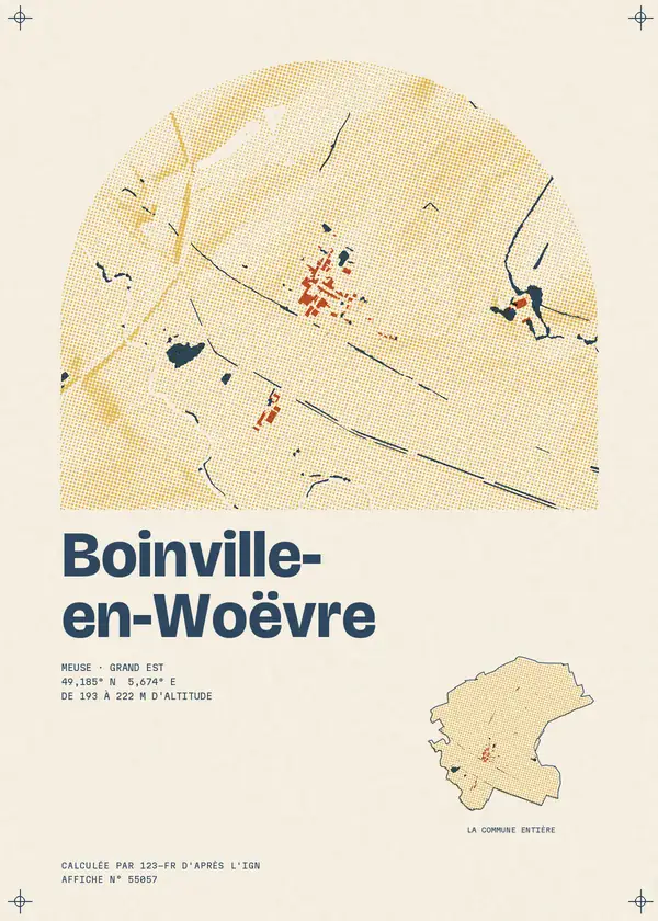 Affiche de Boinville-en-Woëvre, calculée par 123-fr d'après l'IGN