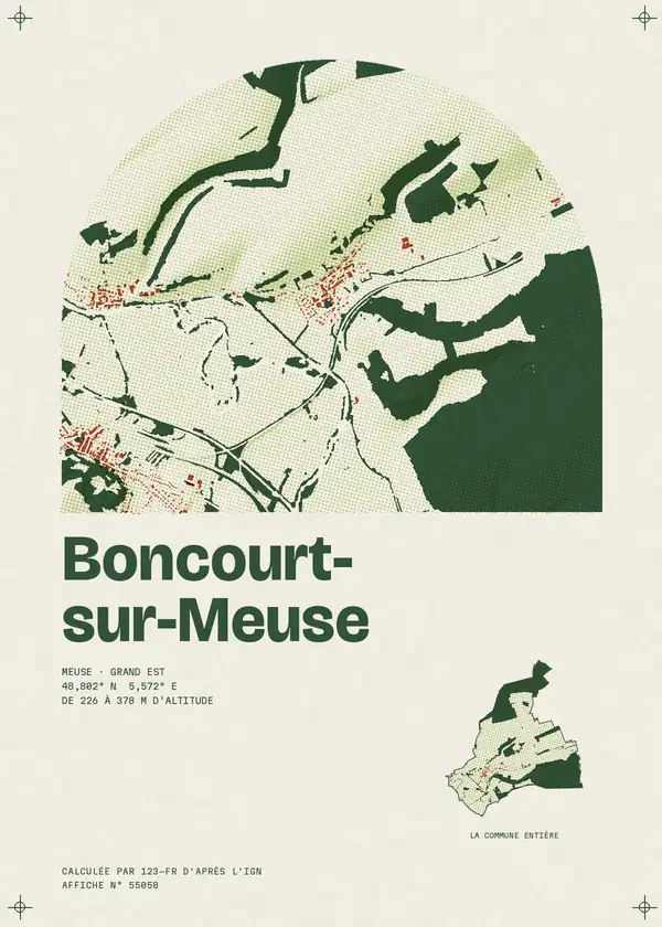 Affiche de Boncourt-sur-Meuse, calculée par 123-fr d'après l'IGN