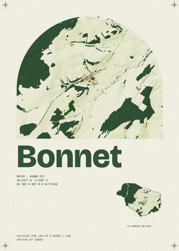 Affiche de Bonnet, calculée par 123-fr d'après l'IGN