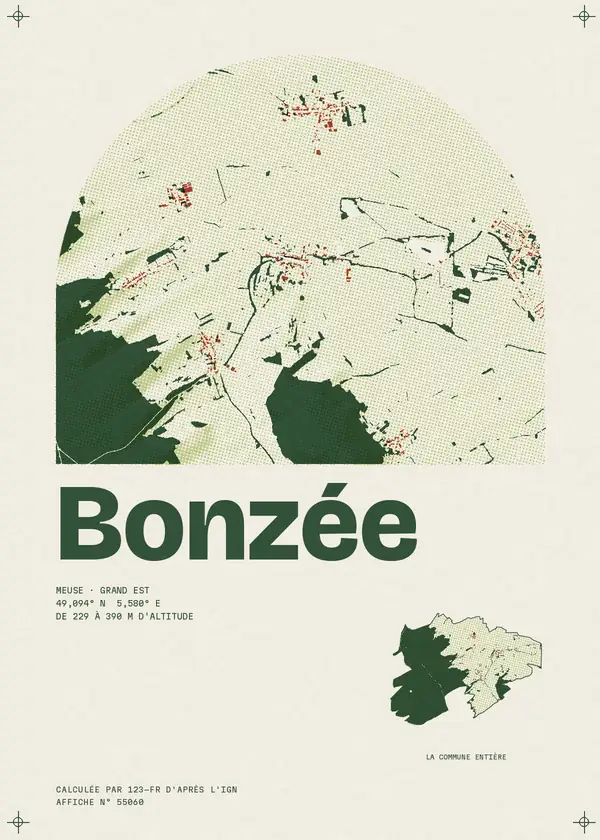 Affiche de Bonzée, calculée par 123-fr d'après l'IGN