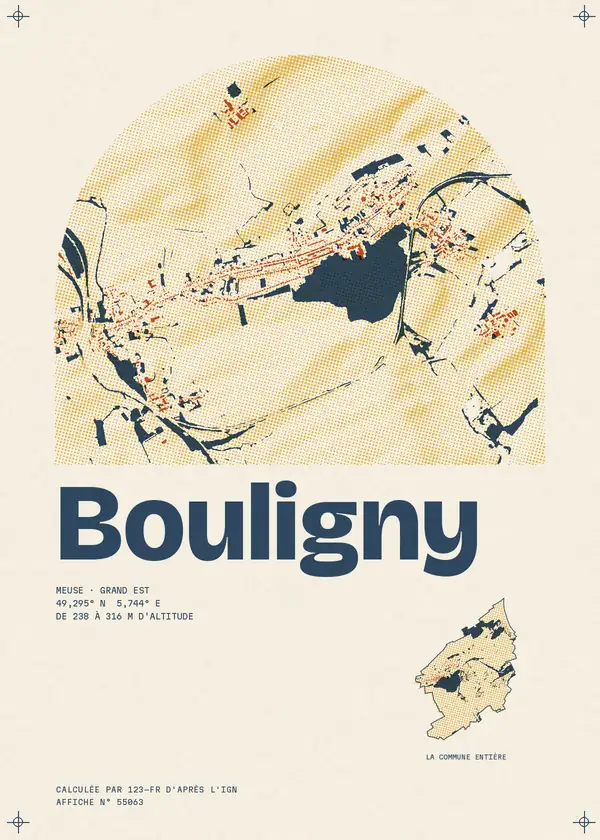Affiche de Bouligny, calculée par 123-fr d'après l'IGN