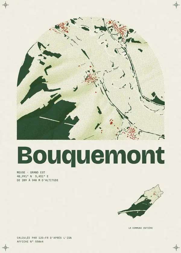 Affiche de Bouquemont, calculée par 123-fr d'après l'IGN